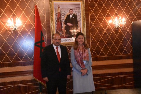 Le président de la Chambre des Conseillers, M. Enaam Mayara, accueille Marta Lucía Ramírez Blanco, vice-présidente et ministre des Affaires étrangères de la République de Colombie.